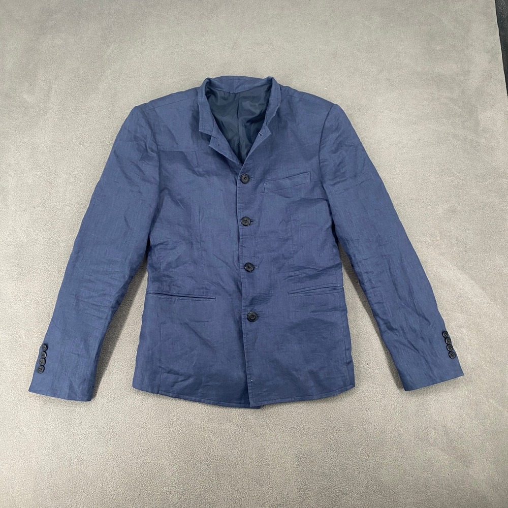 Men's Navy Casual Linen-Blend Blazer